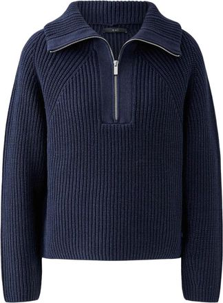 Oui Ribbed Turtleneck - Dames - Coltruien - Blauw - XS - Katoen - Truien & Vesten