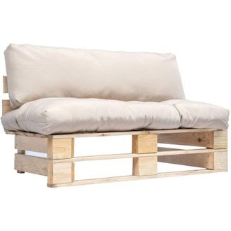 vidaXL Divano da Giardino a Pallet con Cuscini Sabbia in Legno di Pino vidaXL