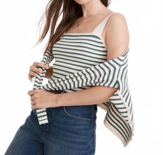 Madewell Dearing Square Neck Cropped Sweater Tank In Antique Cream