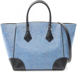 Louis Vuitton Black Blue Leather Tote Bag (Pre-Owned)