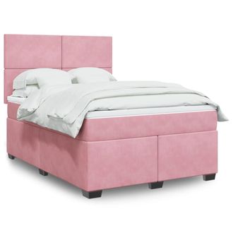 vidaXL Vidaxl - Giroletto A Molle Con Materasso Rosa 140x190 Cm In Velluto