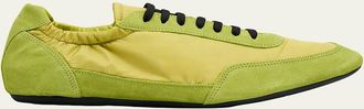 Prada Mens Collapse Nylon and Suede Low-Top Sneakers