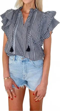 Olivaceous Picnic Crush Gingham Top In Multi