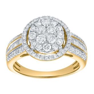 LuvMyJewelry Valencia 0.90 Cts Natural Diamond Halo Cluster 14K Gold Ring in 14K Yellow Gold at Nordstrom, Size 6.5