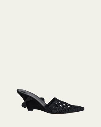 Jacquemus 80mm Les Espadrilles Ankle-Tie Wedge Mules