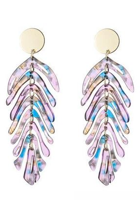 Eye Candy Los Angeles Lindsay Purple Leaf Drop Earrings at Nordstrom Rack