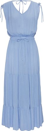 Lascana Maxikleid LASCANA, Damen, Gr. 34, N-Gr, blau (himmelblau), Cr&ecirc;pe, Obermaterial: 100% Viskose, unifarben, figurumspielend kn&ouml;chelfrei, V-Ausschnitt, Kl