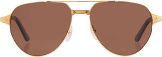 Cartier Santos de Cartier Polarized Brown Pilot Mens Sunglasses CT0425S 003 59