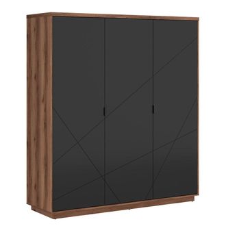 Petits Meubles Armario 3 puertas paneles de madera revestidos de melamina negro
