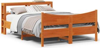 vidaXL Vidaxl - Estructura Cama Con Cabecero Madera Pino Marr&oacute;n Cera 140x200 Cm