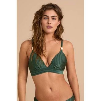 Beachwaver Co. voorgevormde beugel bikinitop met textuur groen