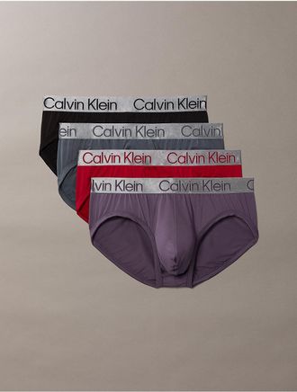 Calvin Klein Mens Chromatic 4-Pack Hip Brief - Multi - XL