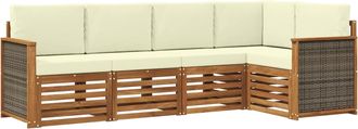 vidaXL Conjunto De Sof&aacute;s De Exterior 4 Uds. Natural Y Crema Vidaxl