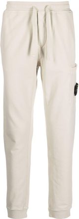 Stone Island Compass-patch cotton track pants - men - Cotton - L - Neutrals