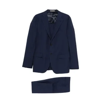 Corneliani Single Breasted Suits, male, Blue, Size: 2XL Single-breasted Suit