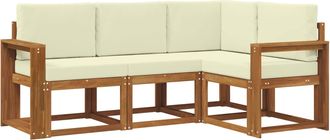 vidaXL Conjunto De Sof&aacute;s De Exterior 4 Uds. Natural Y Crema Vidaxl