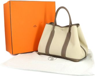 Herm&egrave;s Etoupe Gray Negonda Leather Handbag Tote Bag (Pre-Owned)