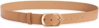 Nordstrom Oval Buckle Leather Belt in Tan at Nordstrom Rack, Size X-Small