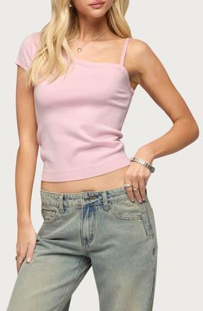 Edikted Lorelai Asymmetric Knit Top in Pink at Nordstrom, Size X-Small