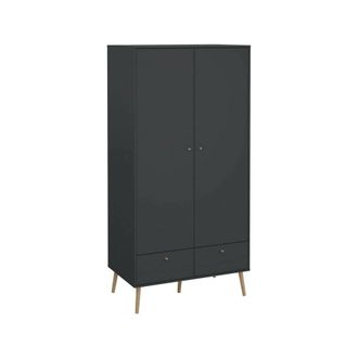Dmora Dmora - Armario 2 Puertas Kahina, Muebles De Dormitorio, Vestidor, Armario De Ropa, 99x58 H200 Cm, Gris