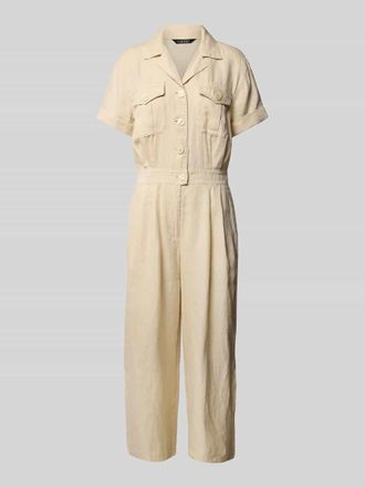 Lauren Ralph Lauren Jumpsuit aus Leinen mit Reverskragen Modell FABRICIA in Beige, Gr&ouml;&szlig;e 34