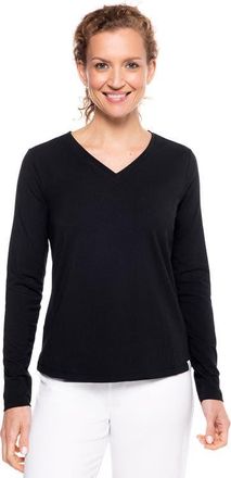 Coolibar Womens Morada V-Neck Long Sleeve T-Shirt, UPF 50+ Sun Protection in Black at Nordstrom, Size Xx-Large