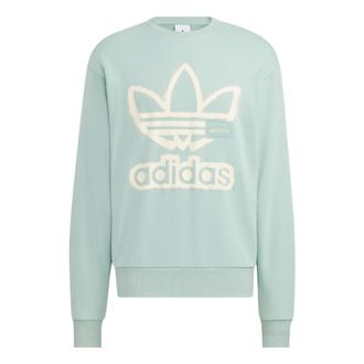 adidas originals Adicolor Crew Chest Printing Round Neck Pullover Long Sleeves Blue HS1996