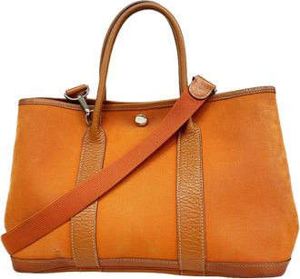Herm&egrave;s Orange Toile Officier Tote Bag (Pre-Owned)