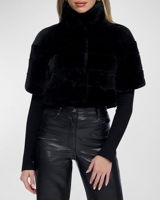 Gorski Horizontal Lamb Shearling Short-Sleeve Bolero Jacket