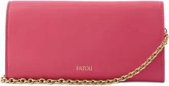 Patou Chain-Strap Calfskin Wallet Pink