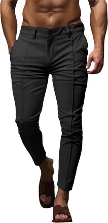 Generic Cocila Mens Skinny Stretchy Khaki Pants Colored Slim Fit Slacks Tapered Trousers Boy 9 (Black, M) Corduroy Men Cargo Work for UK Mens Elasticated Wais