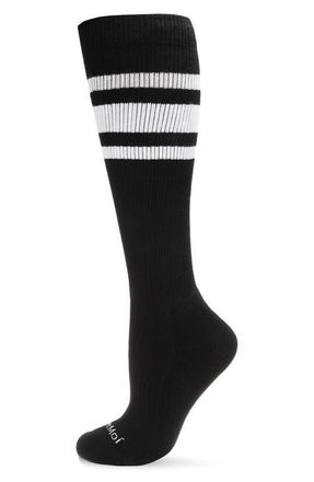 MeMoi Stripe Performance Knee High Compression Socks in Black at Nordstrom, Size 10-13