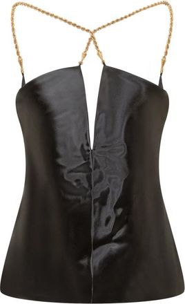 Ferragamo Satijnen Top zonder Mouwen - Dames - Tops zonder mouwen - Zwart - XS - Satijn - Tops