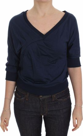 Exte Womens Vneck Knit Top Casual Style - Dark Blue Nylon - Size EU 40 (Womens)