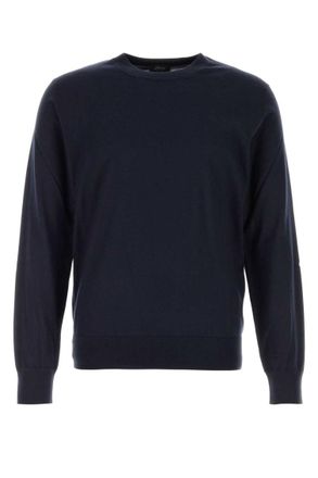 Brioni Navy Blue Solid Sweaters