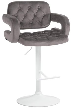 Clp Clp - Taburete De Bar Dublin En Terciopelo Gris Metal Blanco Mate
