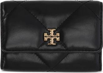 Tory Burch Kira Diamond Quilt Flap Card Case - Dames - Portefeuilles - Zwart - ONE Size - Leer - Accessoires