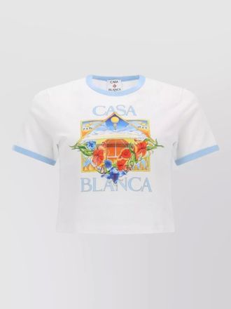 Casablanca graphic crew neck top contrast trim