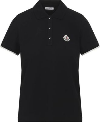 Moncler Polo Shirt met Korte Mouwen - Dames - Polos - Zwart - S - Katoen - Tops