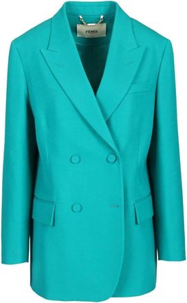 Fendi Dames, Jassen, Blauw, Maat: XS Wol