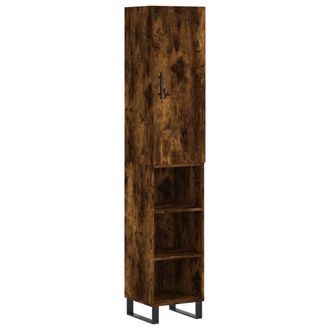 vidaXL Vidaxl - Aparador De Madera Contrachapada Roble Ahumado 34,5x34x180 Cm