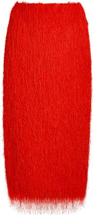 Dries Van Noten Sokna Fringed Midi Skirt - Red - 34 (UK6 / XS)