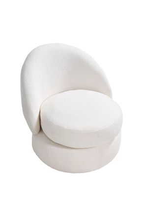 Living and Home Chic Upholstered Swivel Chair in White
