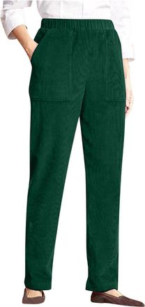 Generic Corduroy Trousers Women Elastic Waist Pull On Cord Pants Straight Leg Relaxed Fit Winter Pants Stretchy Loose Lightweight Work Lounge Trousers with Po