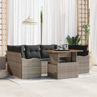 vidaXL Vidaxl - Conjunto De Sof&aacute; De Jard&iacute;n Manual 7 Pcs Gris 100 X 55 X 73 Cm