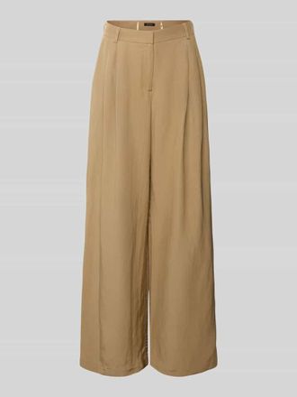 More & More Stoffhose aus Viskose-Leinen-Mix mit gelegten Falten in Sand, Gr&ouml;&szlig;e 38