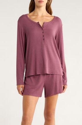 Nordstrom Moonlight Eco Rib Long Sleeve Shortie Pajamas in Purple Serum at Nordstrom Rack, Size X-Large