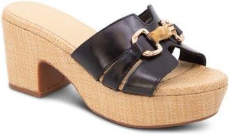 Chocolat Blu Gianna Platform Slide Sandal in Black Leather at Nordstrom, Size 8.5