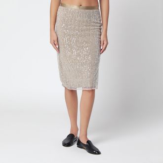 Ami Gonna midi beige con paillettes