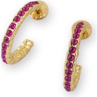 Classicharms Serena Molten Gemstone Hoop Earrings in Gold/pink at Nordstrom